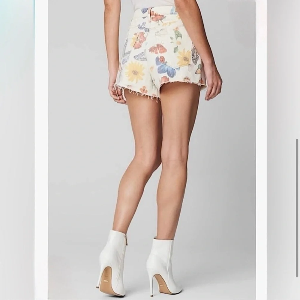 NWT BLANKNYC The Barrow Floral Butterfly Denim Shorts High Rise Raw Hem 29